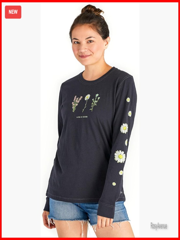 Long Sleeve Graphic Tee Soft Cotton Prewashed Lightweight Tee